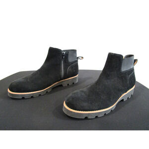 NWOB Vionic Brionie Black Suede Water Repellent Lug Sole Ankle Boots Women 6.5